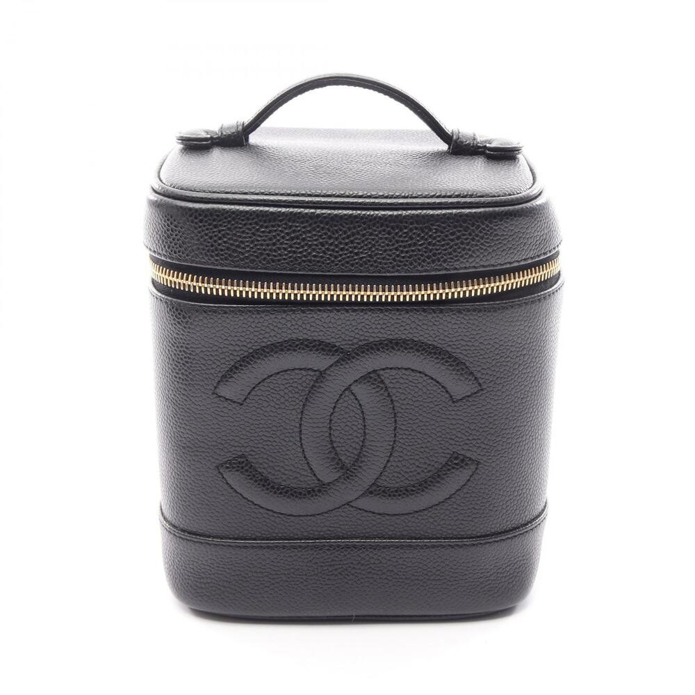 Chanel Coco Mark Handbag Caviar Skin Grained Calf Black